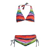 Bikini Set Multicolored StripesTop  Boyleg Shorts