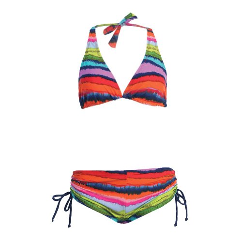 Bikini Set Multicolored StripesTop Boyleg Shorts