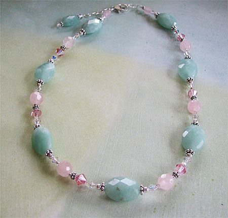 Click here to buy Amazonite and Rose Quartz Necklace.