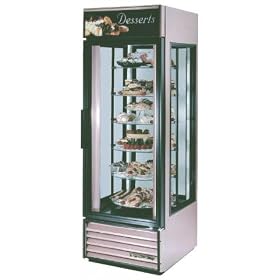 True G4SM-23 23 Cu.Ft. Glass Four Sided Merchandiser, Door is self closing with a positive seal, torsion type closure system; Oversized, factory balanced, refrigeration system holds 33�F to 38�F (.5�C to 3.3�C); Illuminated exterior front sign panel; Entire cabinet structure is foamedin-place using high density, CFC free, polyurethane insulation