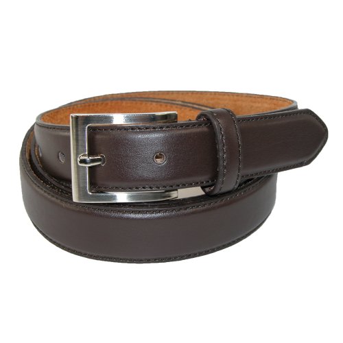 CTM® Mens Big & Tall Leather Basic Dress Belt with Silver Buckle