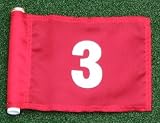 White Numbered - Red Jr. (8 L x 6 H ) Marker Flags For Golf & Putting Green Applications, #3