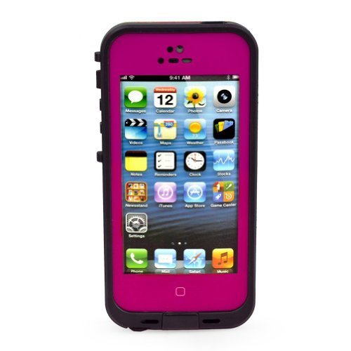 EVERMARKET(TM) Waterproof Shockproof Dirtproof Snowproof Protection Case Cover for Apple iPhone 5 5S - Hot Pink