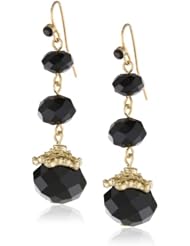 1928 Jewelry "Evening Lily" Gold-Tone Jet Beaded Drop Earrings