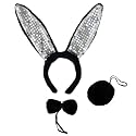 Black Plush Sequin Bunny Ears Costume Set ~ Bunny Rabbit Costume Kit (STC12054)