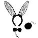 SeasonsTrading Black Plush Sequin Bunny Ears Costume Set ~ Halloween Rabbit Kit