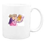 Mug with body, individuals, individual, humans, woman, person, senior, human, persons, cat, pillow, people, grandmother, embroidery