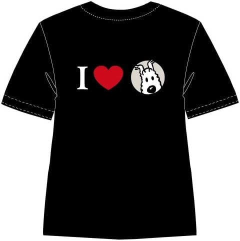 I LOVE SNOWY T-SHIRT IN BLACK FROM THE ADVENTURES OF TINTIN SIZE: XL