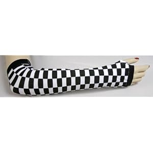 41jwketWh6L. SL500 AA300  Black and White Checkered Flag Long Gauntlet Gloves