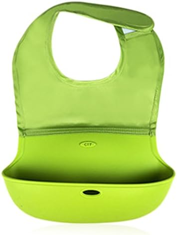 Oulubimbo Silicone Baby Bib For Child Food Catching (Small for baby, Green)