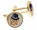 Gold plated cufflinks with a smoking bulldog accent with presentation box. Made in the U.S.A