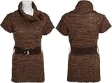 CI SONO Belted Cowl Neck Tunic Sweater [SW10495]