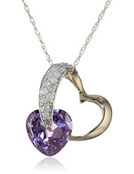 10k Gold Heart Diamond Pendant Necklace, 18"