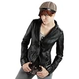 United Face Womens Textured Leather Blazer Jacket