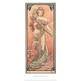 Printemps, 1900 Art Poster Print by Alphonse Mucha, 9x20