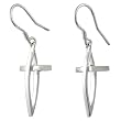Sterling Silver Simple Cross Shepherds Hook Earrings