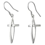Sterling Silver Simple Cross Shepherds Hook Earrings