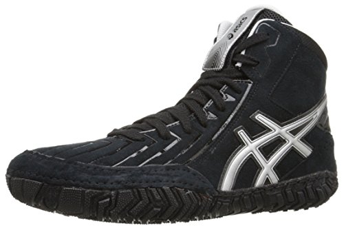 ASICS Men's Aggressor 3 Wrestling Shoe, Black/Silver, 10.5 M US