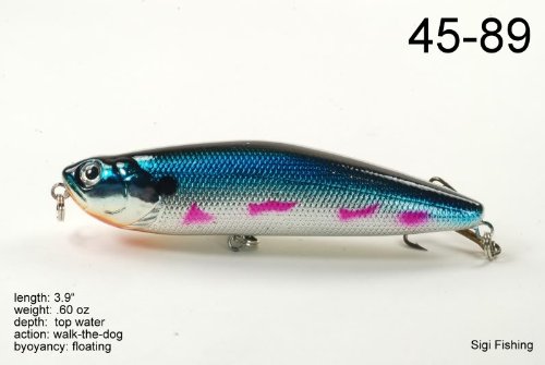 3.9" Topwater Holographic Metallic Blue Shad Walk-the-Dog Stickbait Fishing Lure for Northern Pike