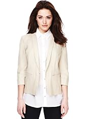 Petite Linen Blend Shawl Collar Jacket