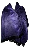 40% Off Super Soft Baby Alpaca Wool Reversible Shawl Wrap Cape Muted Violet Color Black Accents