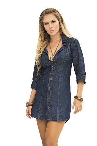 Mapalé by Espiral Women's Classic and Sexy Button Up Denim Dress