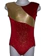 Leotard Red Velvet with Gold Swirl