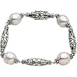 Sterling Silver and 14K Yellow Gold Freshwater Cultured Pearl Bracelet