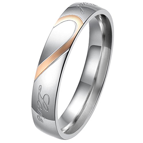 JewelryWe Lover's Heart Shape Stainless Steel Ladies Promise Ring 
