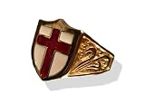 Image of 9ct Gold Men's Enamelled & Embossed England Shield Signet Ring