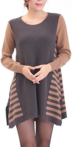 METERDE Women's Fashion Long Sleeve Flared Hem Winter Cashmere Knit Dress 2XL