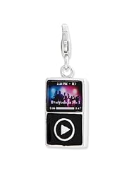 Sterling Silver Enameled MP3 Player w/Lobster Clasp Charm