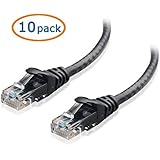 Cable Matters 10-Pack, Cat6 Snagless Ethernet Patch Cable in Black 3 Feet