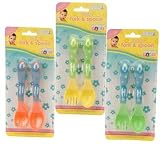 from Pinkwebshop Easy Grip Shaped Baby Spoon & Fork Set - Polka Dot - Set of 2
