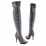 Damen Schuhe, STIEFEL, 6405-dark, Stretch Textil, Grau, Gr 40