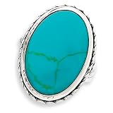 Sterling Silver Antiqued Oval Turquoise Ring