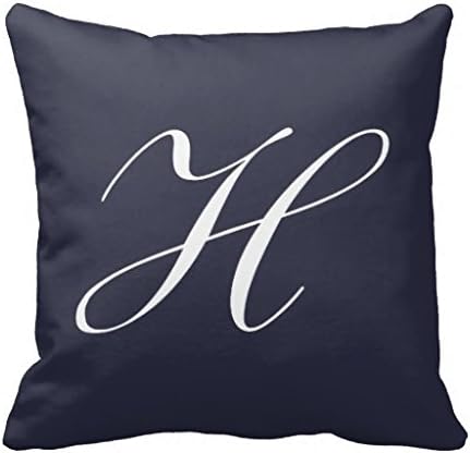 Letter H Navy Blue Monogram 18*18 pillow Case