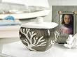 Ceramic Vase White Coral Design in Antique Copper Finish