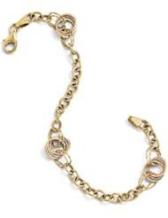 10k Tri color gold Leslies Tri color Polished and Textured Fancy Link Bracelet