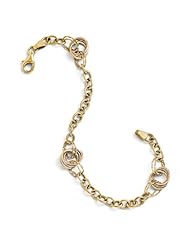 Leslies 10k Tri-color Polished and Textured Fancy Link Bracelet Length 7.25"