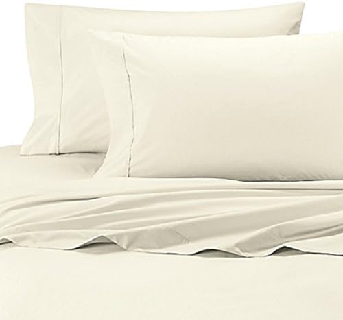 Perfect Percale 100% Egyptian Cotton Sheet Set 400 Thread count Crisp ,Cool &amp; Comfortable (CAL KING, IVORY)