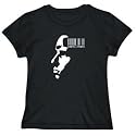 T-Shirt Womens Black " North Korea - Barcode with Face " Countries