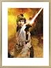 Star Wars Poster Kunstdruck und Holz-Rahmen - Luke, Leuchtschwert (80 x 60cm)