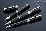 Aurora Optima - Resin Black w/ Chrome Plated Trim Fine Point Fountain Pen - AU-997CN-F