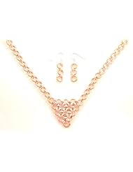 Hanfords of London Silver & Copper Box Chain Necklace & Earrings Set