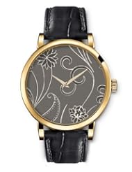 SPRAWL Aanalog Fashion Series Gold Ladies Watches of Genuine Black Leather Strap,Unique Wrist Watch for Women Girls Designed with Gray flowers on gray background