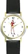 Beautiful Woman - Santa Claus Helper, Girlfriend, Wife or Daughter Christmas Theme - WATCHBUDDY&reg; DELUXE TWO-TONE THEME WATCH - Arabic Numbers - Black Leather Strap-Women's Size-Small
