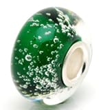 (Free Shipping) Solid Silver Core Green Bubble Water Park USA Design Murano Glass Bead Charm Fits Pandora Chamilia Biagi Troll Beads Bracelets