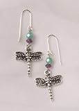Earrings - Dragonfly with Amethyst and Crystal