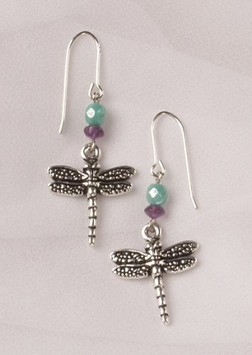 Earrings - Dragonfly with Amethyst and Crystal - Closeout Sale!